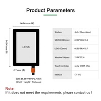 Pantalla táctil capacitiva de 3,5 pulgadas a prueba de agua G + G Estructura 5 puntos con interfaz I2C Mstar 2133A