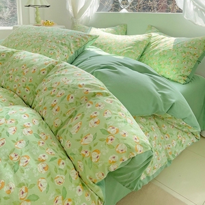 Nouveau lot de literie en coton lavé à l'eau de qualité maternelle et infantile petite fleur housse de couette drap plat achats en ligne articles en vrac - Product Image 2