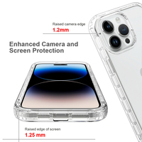 Coque de Téléphone Robuste 3-en-1 en Acrylique Transparent et TPU avec Design Armure pour iPhone 16 Pro Max XR X 8 Plus XS Max 15 14 13 12 11 SE2 SE3