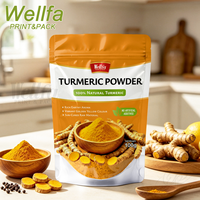 Sachet Doypack Personnalisé en Usine avec Fenêtre Transparente, Fermeture Zippée Refermable, Anti-fuite, pour Poudre de Curcuma 100g 250g 500g 1kg