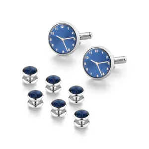Top Quality Four Pairs Clock Metal Cufflinks Blanks Mens Logo Custom Optional Gift Box Luxury Cufflinks for Men