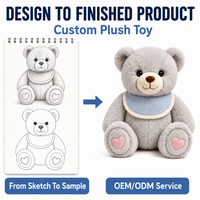 Boneka Beruang Bordir Kustom Langsung dari Pabrik, Karya Seni Pereda Stres, OEM ODM, Boneka Karakter Isi Dakron untuk Merek IP Asli
