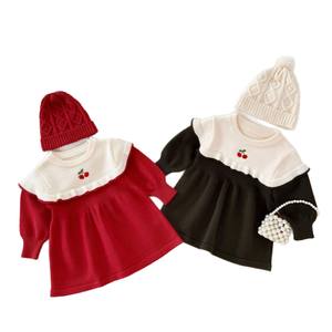 فستان أميرات للفتيات مناسب للجسم لفصلي الربيع والخريف فستان غير رسمي من الكروشيه مطرز بالدانتيل فستان عيد ميلاد أول كرز - Product Image 3