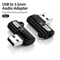 Adaptateur USB A à angle droit vers 3,5 mm, convertisseur audio HiFi DAC 24 bits 96 kHz avec puce intégrée, répartiteur de casque avec micro