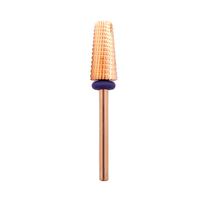 Fraise à ongles en acier tungstène 5 en 1 de 7,0 mm à coupe droite, revêtement or rose, pour dépose de gel, manucure en salon - Product Image 1