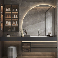 Meuble de salle de bain de style italien avec lavabo intégré en granit sans joint, coiffeuse et ensemble de comptoir de lavabo pour salle de bain