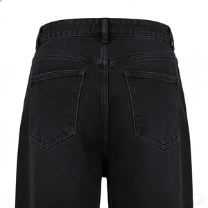 Pantalones Baggy de Mujer al por Mayor, Personalizados, 100% Algodón, Negros, Rectos, de Cintura Baja, Transpirables, Ecológicos, Desgastados, de Alta Calidad - Product Image 2