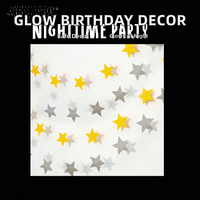 Décor de fête de la fête des mères qui brille dans le noir - 4M - Drapeaux triangulaires fluorescents - Découpes en forme d'étoile - Guirlande à glands - Papier - Célébrations nocturnes