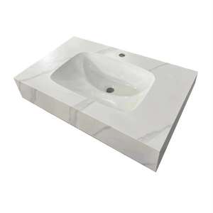 Blanc Jazz moderne et autres couleurs cintrage à chaud sans couture une pièce côté Splash monotrou montage granit hôtel utilisation lavabo de salle de bain - Product Image 1