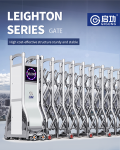 Khí công tự động điện có thể thu vào an ninh cổng thép không gỉ ngoài trời đường lái xe cổng cho trường học xây dựng sản xuất tại Trung Quốc - Product Image 3