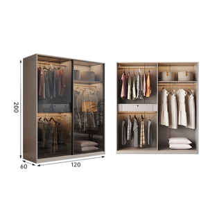 Armoire en panneaux <span class=keywords><strong>OSB</strong></span> épaissis avec porte coulissante en verre, style moderne minimaliste, rangement spacieux pour la chambre à coucher, usage domestique - Product Image 5