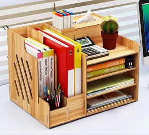 Wooden Pencil Holder,Upgraded Pen Organizer for Desk with 15 Compartments,Drawer and Desktop Stationary Storage Organizer
