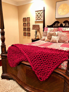 Factory <strong>Chunky</strong> <strong>Knit</strong> Blanket <strong>Throw</strong> 100% Hand <strong>Knit</strong> With Chenille Yarn <strong>Chunky</strong> Washable Knitting Blanket <strong>Throw</strong> - Product Image 5
