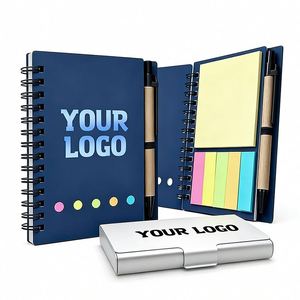 Wholesale Printed Pen Sticky Note Kraft Paper Promo Business <b>Gift</b> Spiral Coil Notebook Notepad With Custom Logo - Product Image 1