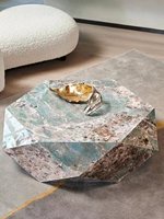 Table basse moderne italienne Normcore en ardoise polygonale diamantée, mobilier de salon mobile pour grand appartement