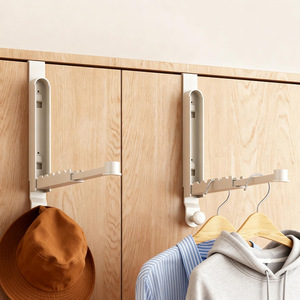 <b>Over</b> <b>Door</b> Clothes Rack With Foldable Bar And <b>Hooks</b> For Wardrobe Storage Organization - Product Image 1