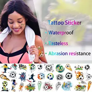 Custom Soccer Competition Face Tattoo Temporary Waterproof Stickers Football Match Fans Cheer Flag Tattoo Stickers