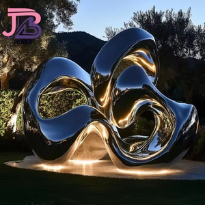 Escultura DE FLOR DE ESPEJO DE ACERO INOXIDABLE grande personalizada para <span class=keywords><strong>templo</strong></span> de jardín decoración de <span class=keywords><strong>calle</strong></span> comercial moderna para bienes raíces - Product Image 1