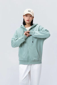 Sweatshirts à capuche en coton pour femmes avec logo personnalisé unisexe Vente en gros d'usine Sweat-shirts surdimensionnés à fermeture éclair brodés unis pour l'automne - Product Image 3