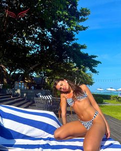 Conjunto de Bikini de 2 Piezas de Alta Calidad, Top Bandeau con Tiras y Tanga, Traje de Baño Sexy con Anillo en O, Hecho de Spandex/Nailon, Trajes de Baño al por Mayor - Product Image 6