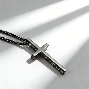 INS-style unisex <b>titanium</b> steel cross necklace, niche design, colorfast jewelry pendant, manufactured in Dongguan. - Product Image 4