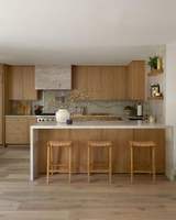 Armoires de cuisine en bois massif avec placage en chêne original, design personnalisé de style américain