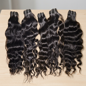 Vague droite soyeuse et extensions de cheveux humains vierges indiens crépus Non Remy Double trame en vrac de machine de trame Double - Product Image 5