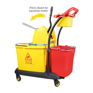 <span class=keywords><strong>Chariot</strong></span> essoreur à serpillères professionnel <span class=keywords><strong>avec</strong></span> double seau en plastique PP, <span class=keywords><strong>chariot</strong></span> <span class=keywords><strong>de</strong></span> nettoyage à pression par le bas <span class=keywords><strong>avec</strong></span> roues, seaux en plastique - Product Image 4