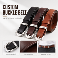 Ensemble de ceintures en cuir multicolores personnalisées avec boucle en acier inoxydable, ceinture élégante à boucle à ardillon pour tenues quotidiennes