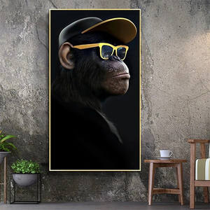 Animal Oil Painting <strong>Funny</strong> <strong>Headphone</strong> Gorilla Art Picture Prints Canvas Art Wall Paintings for Decoration - Product Image 6