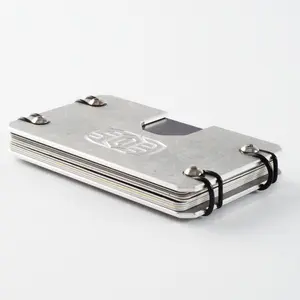 Carteira de titânio personalizada de alumínio, escudo rfid carteiras chama anodizada
