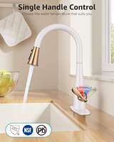 Robinet de cuisine blanc avec douchette extractible en acier inoxydable 304, monocommande, design moderne, montage sur plan à trou unique