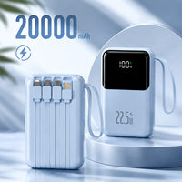 Batterie Externe Portable 2026 20000 mAh pour Téléphone, Idéale pour l'Extérieur, Logo Personnalisé, Affichage Numérique, Comprend 4 Câbles