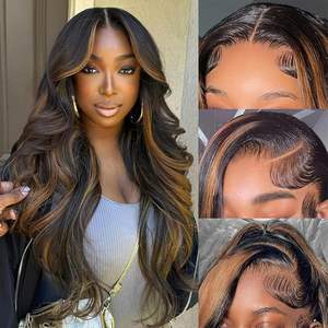 Peluca <span class=keywords><strong>de</strong></span> <span class=keywords><strong>Cabello</strong></span> Humano con Frente <span class=keywords><strong>de</strong></span> Encaje y Reflejos, Estilo Ondulado, <span class=keywords><strong>Cabello</strong></span> Brasileño con Balayage - Product Image 4