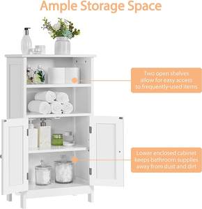 מודרני האחרון מחוייט לבן 11*27.25*29.88 מודרני עץ אחסון ארונות עם דלתות לאמבטיה - Product Image 3