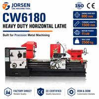 Tour horizontal robuste CW6180, portée de tournage 800 mm, alésage de broche 104 mm, 4 porte-outils, longueur de pièce traitée maximale 1500-6000 mm