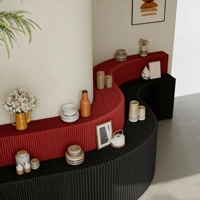 H743 Présentoir pliant télescopique multifonctionnel en papier accordéon, Meuble de présentation, Table îlot, Décoration de mariage