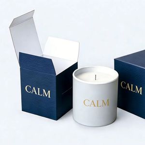 Custom Rectangular Craft Packaging Self Erecting Hard Cardboard Luxury Candle <b>Box</b> with Glossy/Matt Lamination Embossing for Gift - Product Image 2