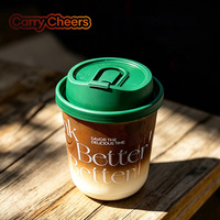 Gobelets en plastique transparent à fond rond de 90 mm avec couvercles verts, personnalisables avec logo, pour café glacé, jetables, 12 oz, 14 oz, 16 oz