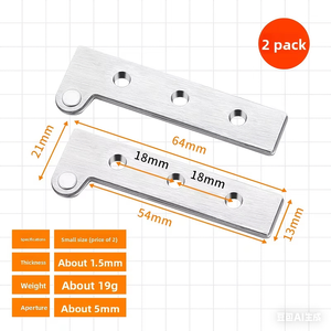 Charnière en acier inoxydable en forme de bec de poulet, miroir de maquillage Feng Shui, axe de porte en forme de barre unique, axe Ciel Terre rotatif à 180° en forme de 7, 1mm - Product Image 3