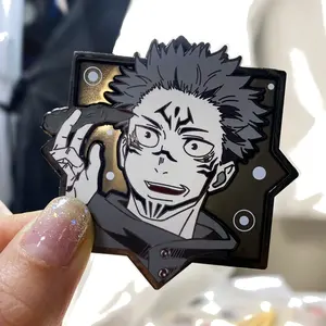 No MOQ Manufacture Customized Anime Design Hot Sale Demon Slayer Jujutsu Kaisen Hard Enamel Pin With Print Stained Glass Effect