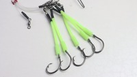 Rig de pêche Sabiki pour la pêche en haute mer avec 5 hameçons circulaires Demon 6/0, manchon lumineux en acier au carbone, rig pour snapper
