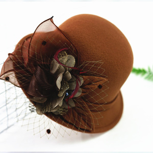 Cổ Điển Hoa Len Của Phụ Nữ <span class=keywords><strong>Top</strong></span> <span class=keywords><strong>Hat</strong></span> Ladies 'Nhà Thờ Fascinators Cho Đám Cưới Đảng Kinh Doanh Trang Phục Chính Thức Ren Phụ Kiện Phụ Kiện Giản Dị - Product Image 2