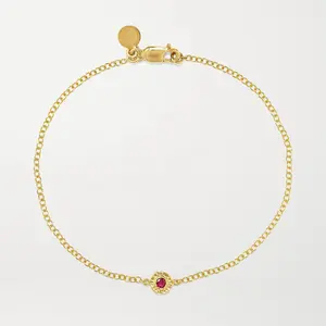 18 Karaats Goud Ruby Cz Charm Elegante Retro Gehamerd Armband Voor Vrouwen 2021