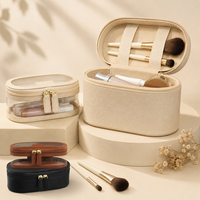 Pochette de voyage pour cosmétiques de grande capacité en PU avec logo personnalisé imprimé, sac à cosmétiques en cuir vegan écologique tendance