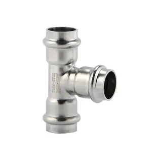 China Factory SS316L DVGW W534 UNI EN10312 Press Fittings Water System Equal Tee Reducer Tee