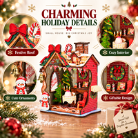 Kit de maison de poupée miniature en bois DIY pour Noël, puzzle 3D, coin lecture, décoration festive de bureau, décoration de Noël pour la maison, cadeaux