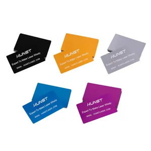 Hunst 100 unids/lote nombre de negocio tarjetas Multicolor de aleación de aluminio de la hoja de Metal pruebas de Material para la máquina de marcado láser