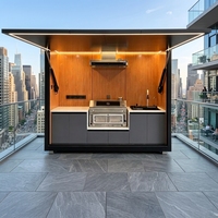 Bar de piscine extérieur, cuisine extérieure, station de boissons modulaire préfabriquée en acier étanche pour hôtel de luxe