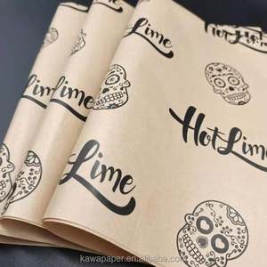 Customized Printing Brown Kraft <b>Paper</b> for Food Packaging Greaseproof Burger Wrapping <b>Sheets</b> Eco-friendly Sandwich Wrappers - Product Image 3